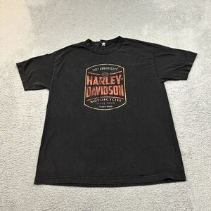 Harley Davidson Shirt Mens Large Black Short Sleeve Crew Neck Biker Cotton Adult